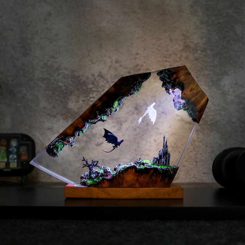 HTTYD Toothless Light Fury Epoxy Resin Lamp