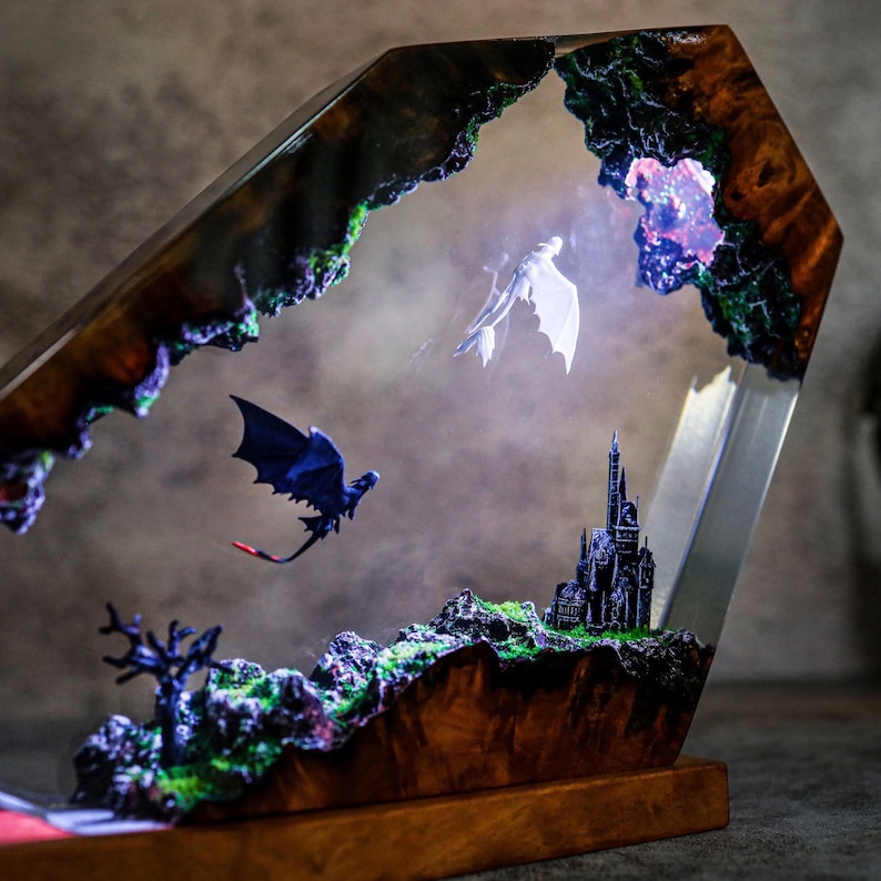 HTTYD Toothless Light Fury Epoxy Resin Lamp