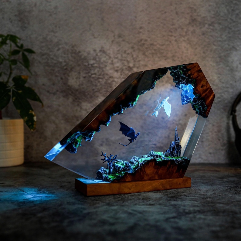 HTTYD Toothless Light Fury Epoxy Resin Lamp