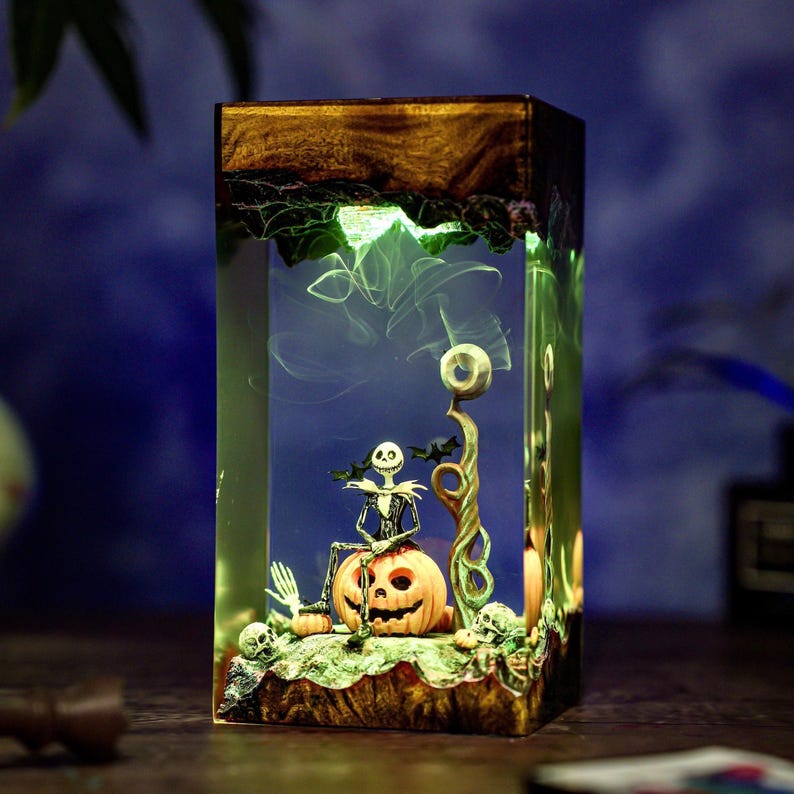 Jack and Pumpkin Epoxy Lamp Halloween Decor