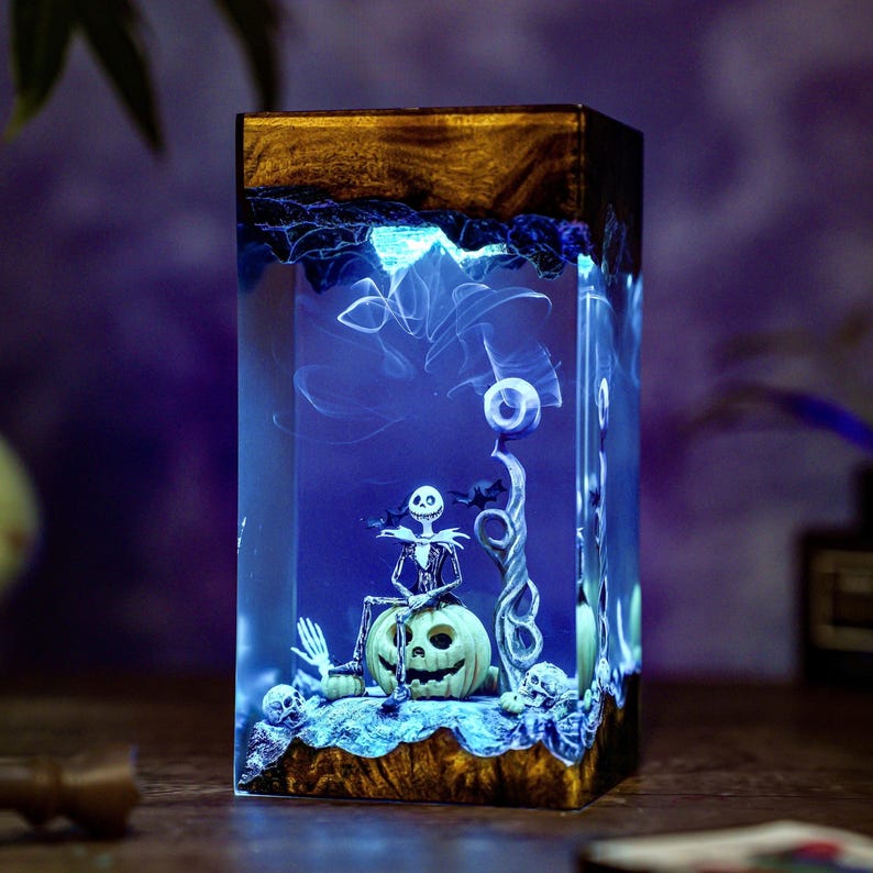 Jack and Pumpkin Epoxy Resin Lamp