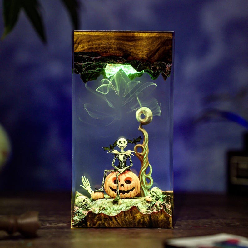 Jack and Pumpkin Epoxy Resin Lamp