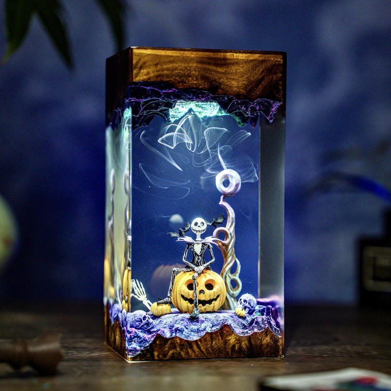 Jack and Pumpkin Epoxy Resin Lamp
