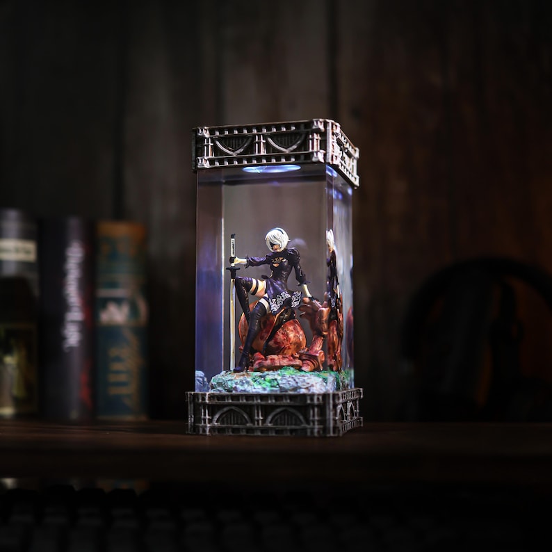 NieR Automata Epoxy Diorama Resin Lamp Decor