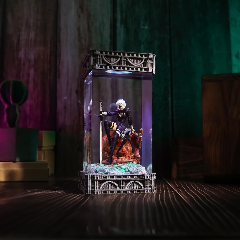 NieR Automata Epoxy Diorama Resin Lamp Decor