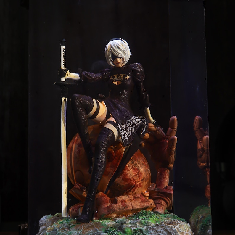 NieR Automata Epoxy Diorama Resin Lamp Decor