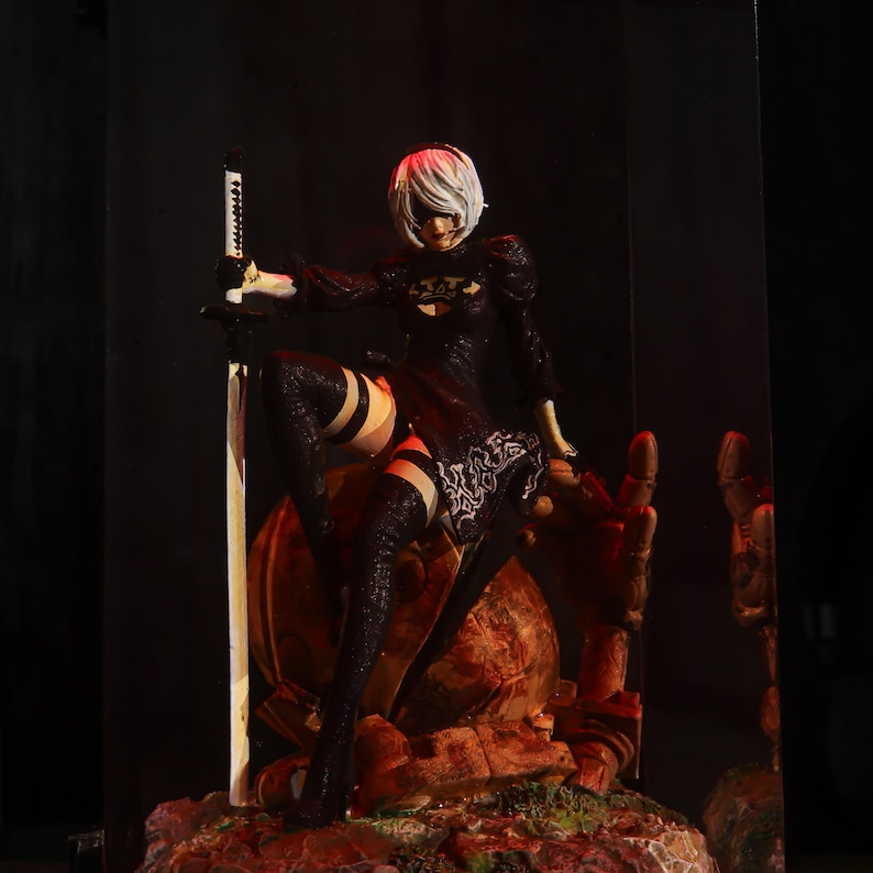 NieR Automata Epoxy Diorama Resin Lamp Decor