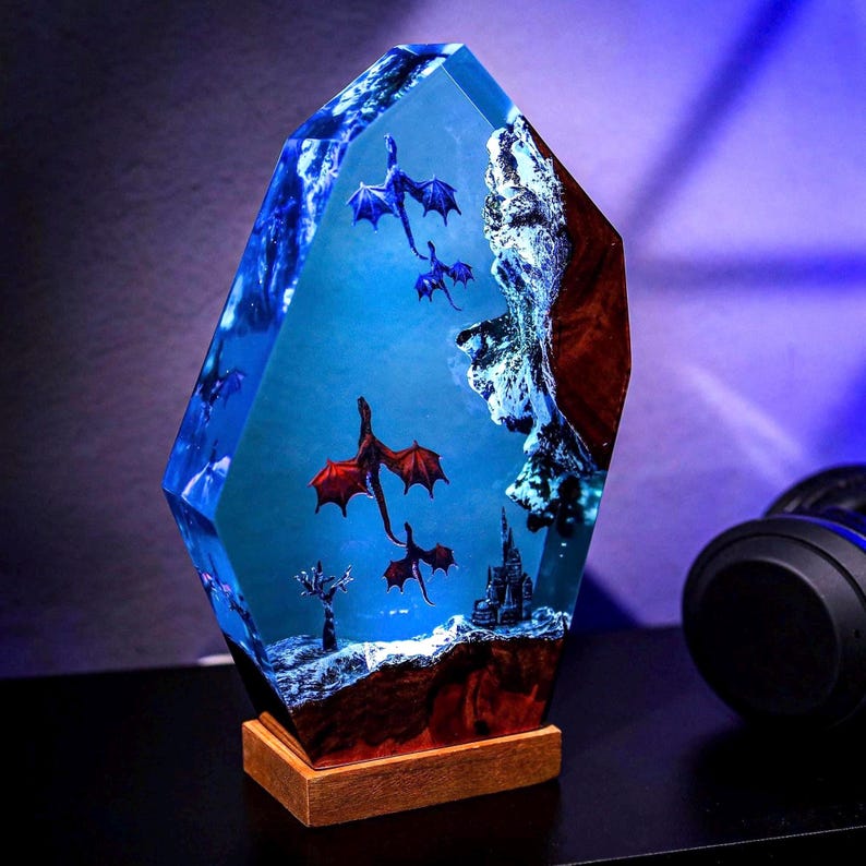 Ice And Fire Dragon Night Light Lamp Decor