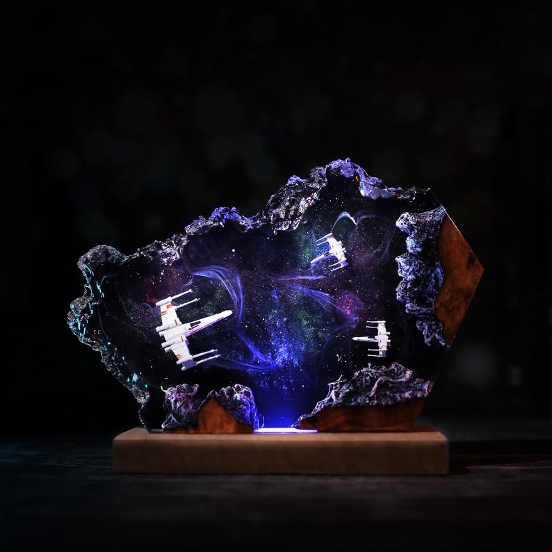 X Wings Star Wars Epoxy Resin Wood Lamp