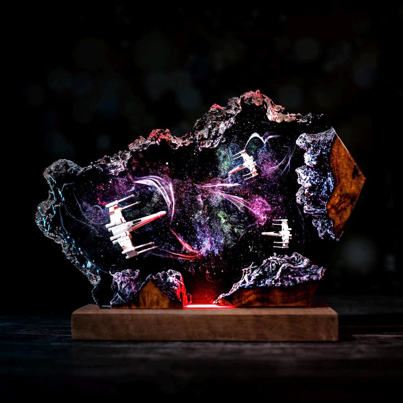 X Wings Star Wars Epoxy Resin Wood Lamp