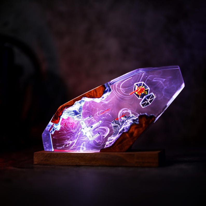 Galaxy Starfighter Resin Night Light Space Decor