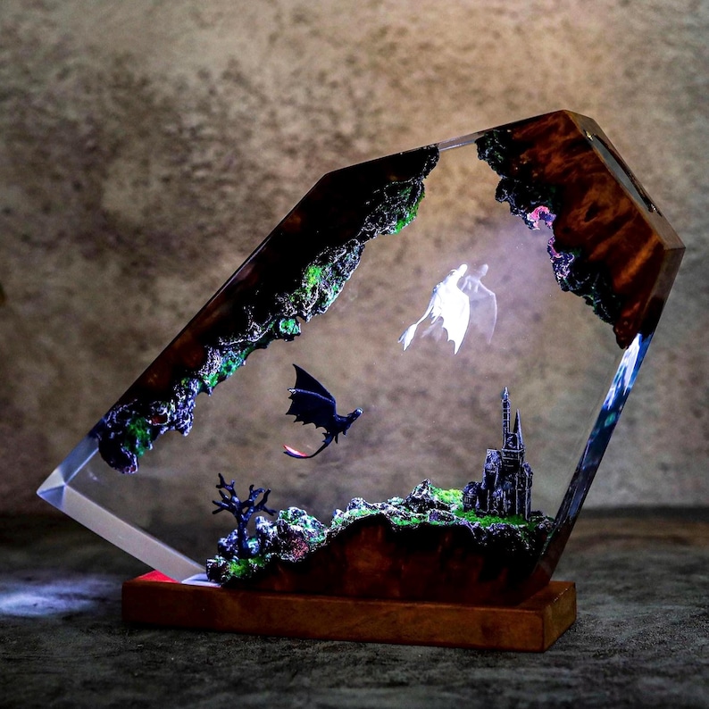 HTTYD Toothless Light Fury Epoxy Resin Lamp