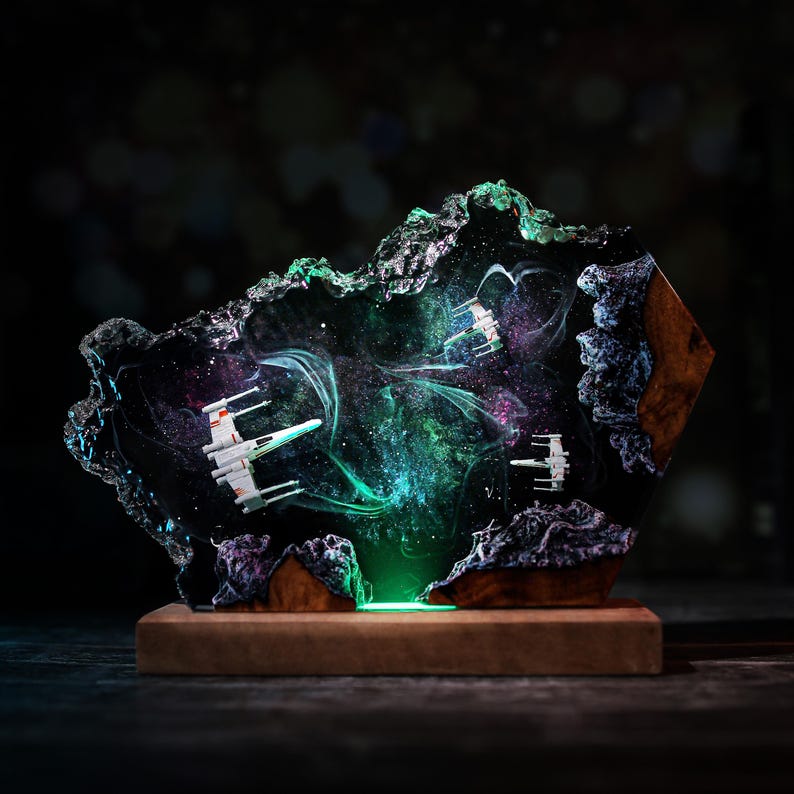 X Wings Star Wars Epoxy Resin Wood Lamp