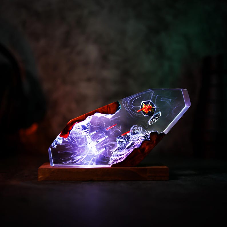 Galaxy Starfighter Resin Night Light Space Decor