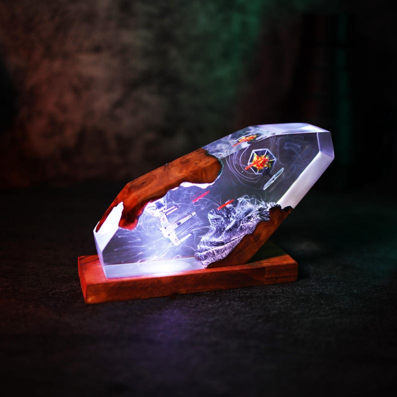 Galaxy Starfighter Resin Night Light Space Decor