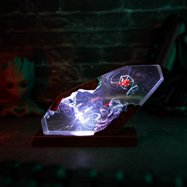 Galaxy Starfighter Resin Night Light Space Decor