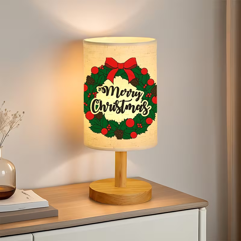 A modern Merry Christmas USB-powered linen lamp