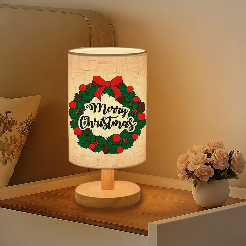 A modern Merry Christmas USB-powered linen lamp