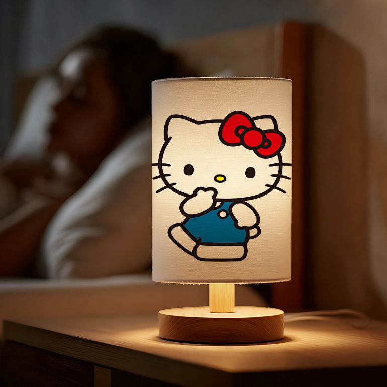 modern Sanrio USB-powered linen lamp with a creative design bedside decoration