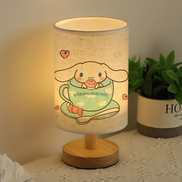 Modern USB-powered Sanrio Linen Table Lamp Featuring Creative Sanrio Patterns Bedroom Excellent Gift 