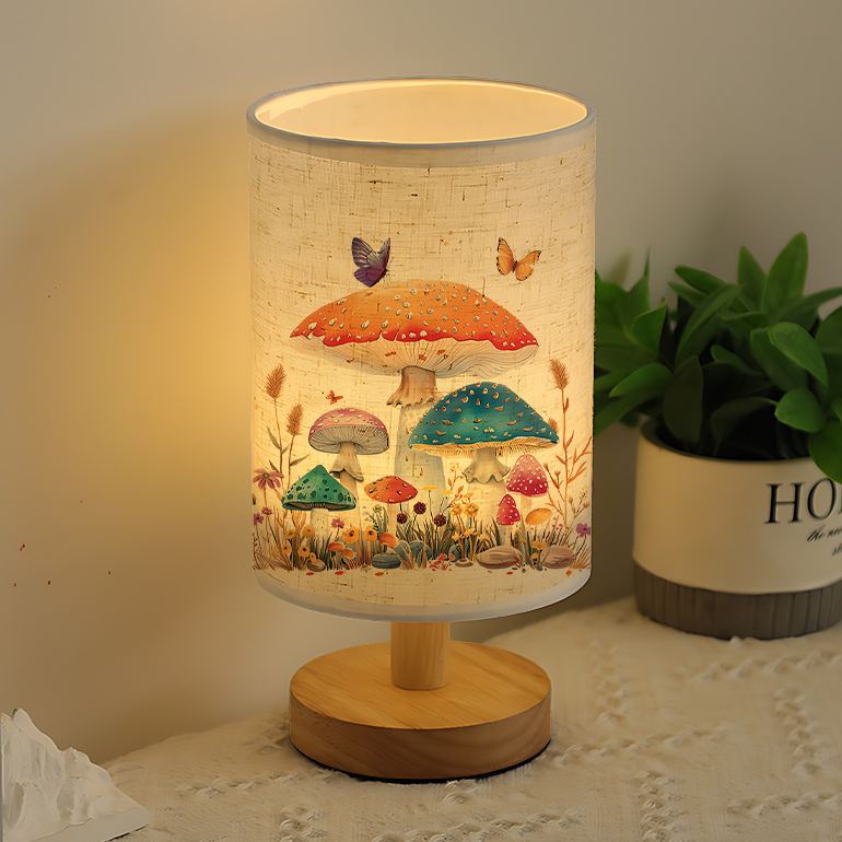 A Modern USB Powered Linen Table Lamp With Creative Patterns
