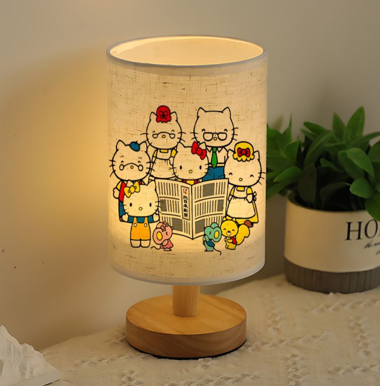 Sanrio USB-powered linen lamp featuring Sanrio patterns