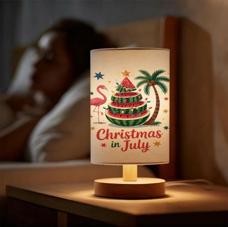 A Modern USB-powered Linen Table Lamp With Creative Patterns