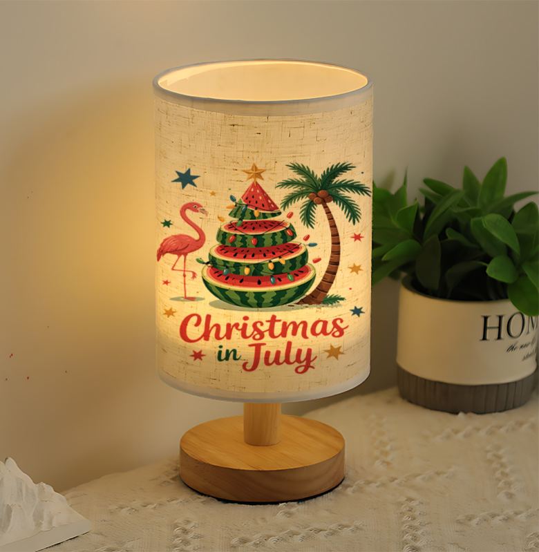 A Modern USB-powered Linen Table Lamp With Creative Patterns