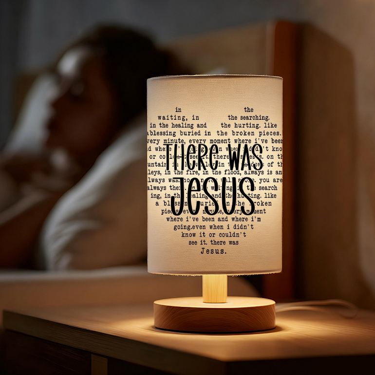 Modern USB Powered Linen Table Lamp With Inspirational Bible