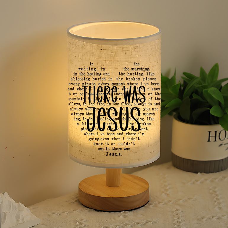 Modern USB Powered Linen Table Lamp With Inspirational Bible