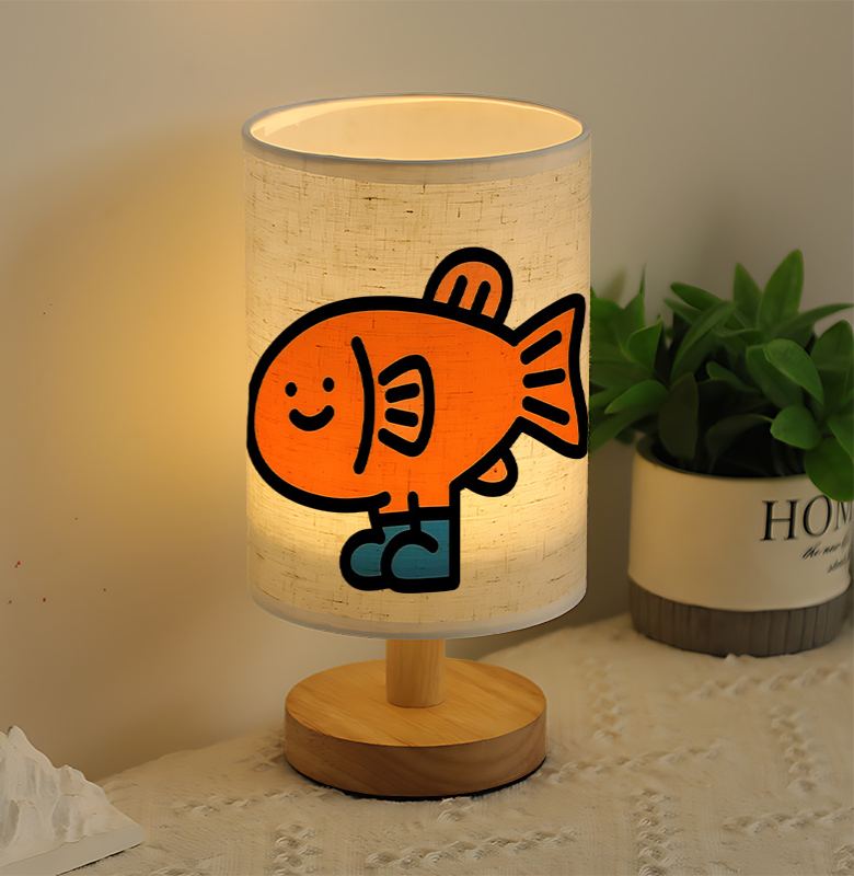 A Modern USB-powered Linen Table Lamp With Creative Patterns