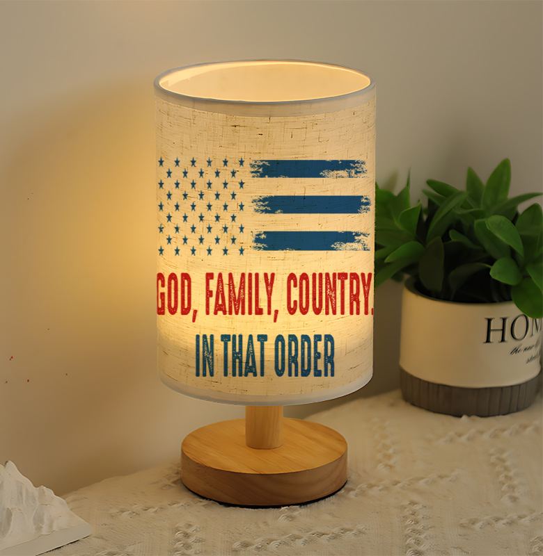 Modern USB Powered Linen Table Lamp with Flag Design