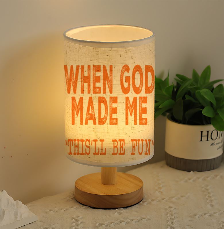 Modern USB-Powered Linen Table Lamp with Inspirational Verse Design