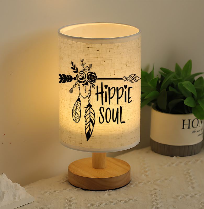 A Modern USB-powered Linen Table Lamp with Creative Patterns