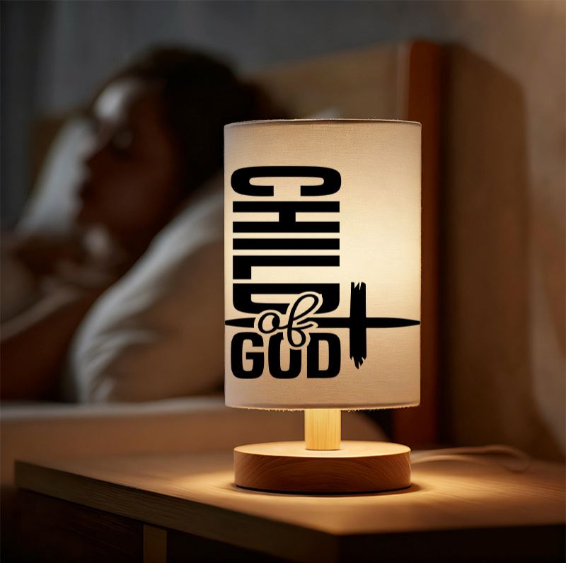 Modern USB-Powered Linen Table Lamp with Elegant & Pattern