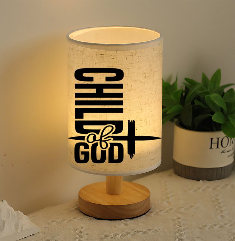 Modern USB-Powered Linen Table Lamp with Elegant & Pattern