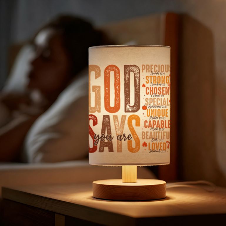  Lamp with Inspirational Bible Verse Design (God Says You Are Loved/Chosen/Special)