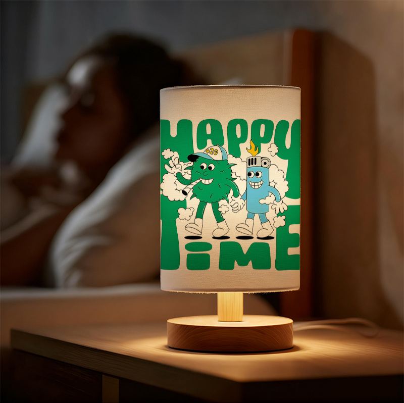 A Modern USB-powered Linen Table Lamp with Creative Patterns