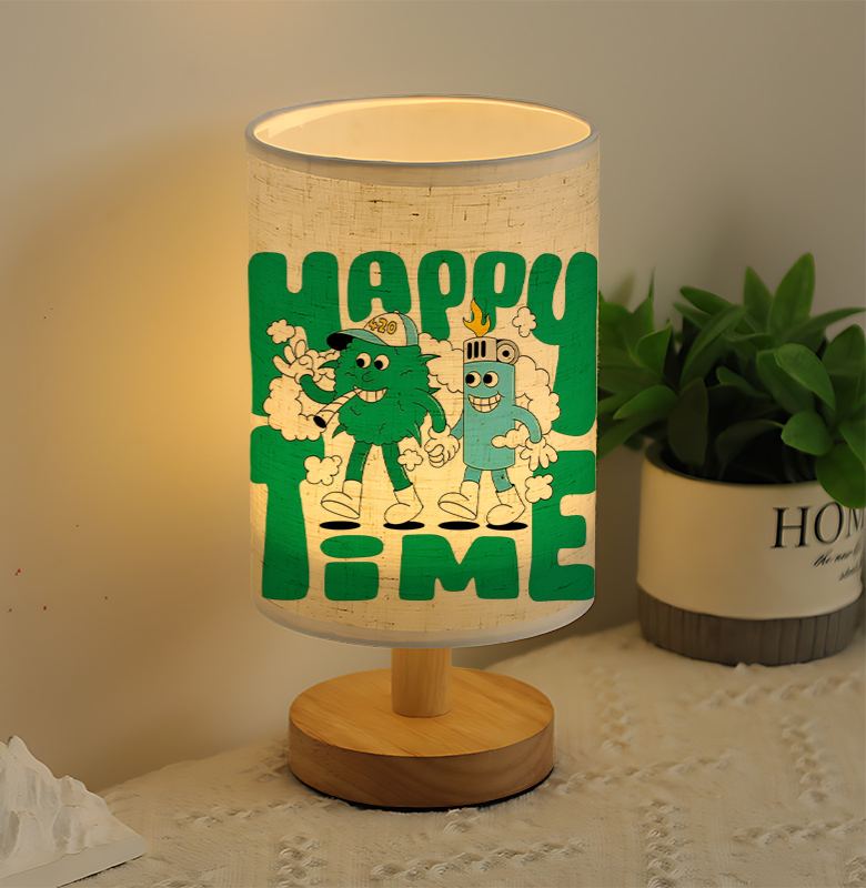 A Modern USB-powered Linen Table Lamp with Creative Patterns