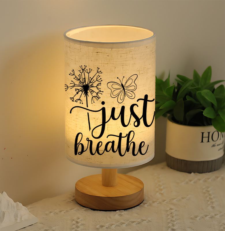 A Modern USB-powered Linen Table Lamp With Creative Patterns