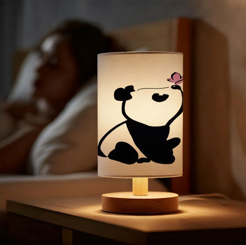 A Modern USB-powered Linen Table Lamp With Creative Patterns