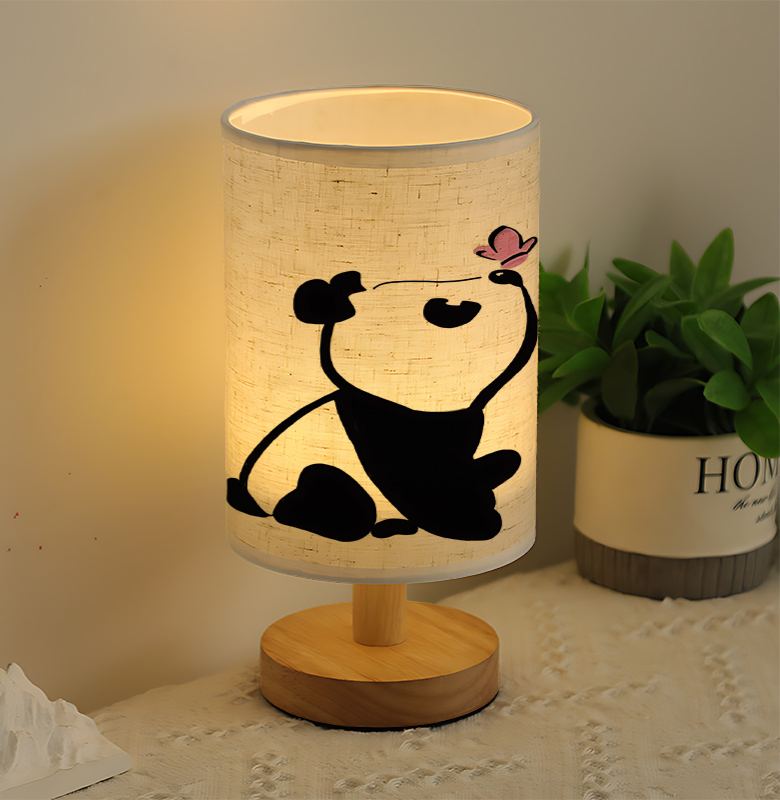 A Modern USB-powered Linen Table Lamp With Creative Patterns