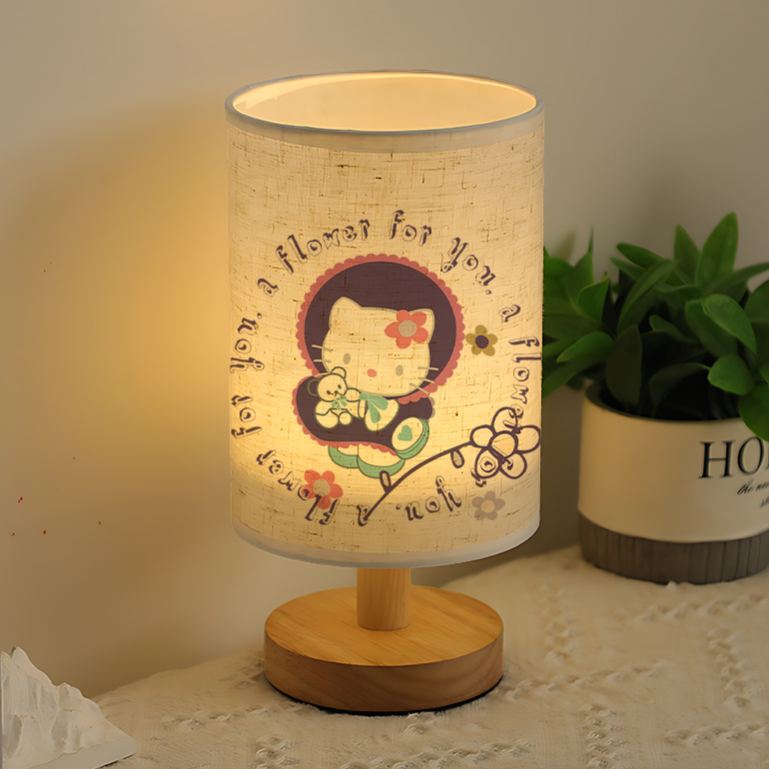Creative Sanrio Patterns, Perfect for Bedside Decoration Sanrio Linen Table Lamp 
