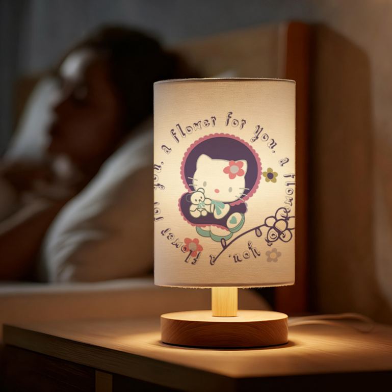 Creative Sanrio Patterns, Perfect for Bedside Decoration Sanrio Linen Table Lamp 