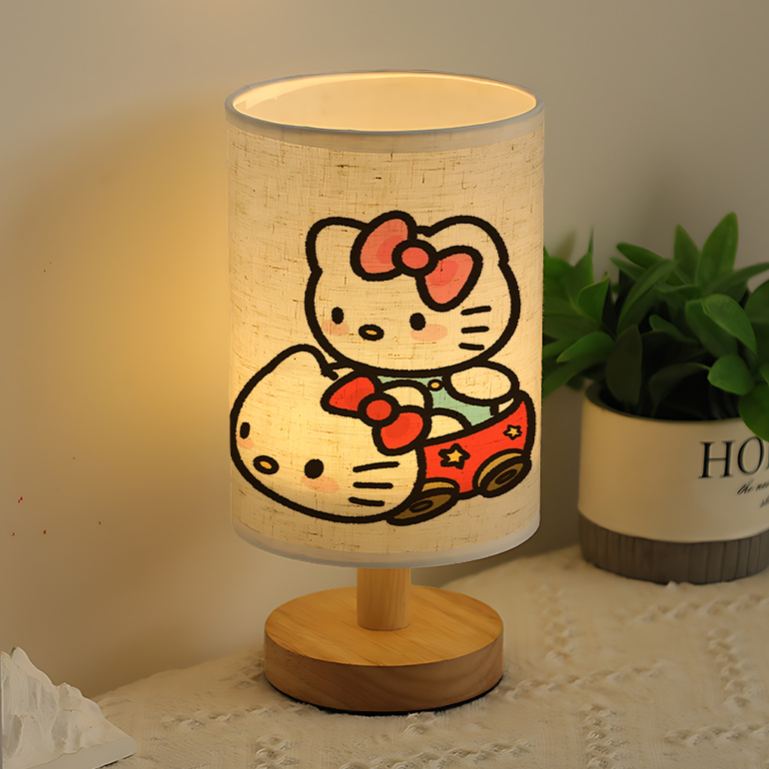 Modern USB-powered Sanrio Linen Table Lamp Creative Sanrio Patterns