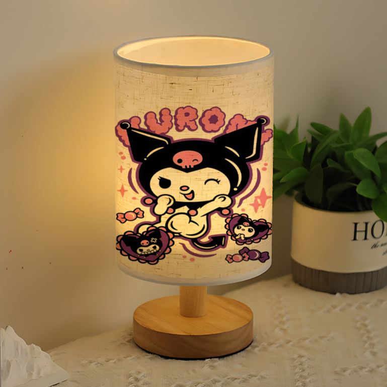 modern Sanrio USB-powered linen lamp with a creative design, featuring Sanrio patterns