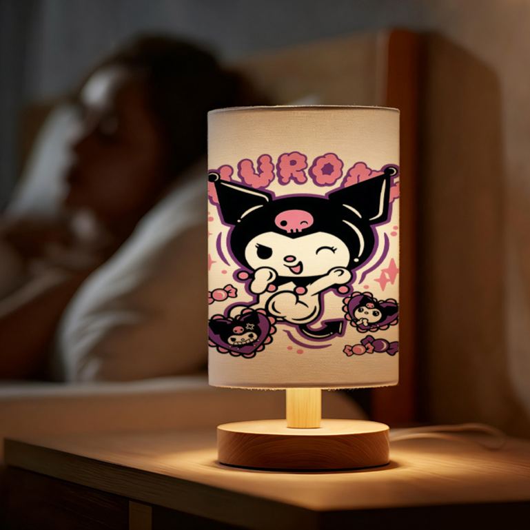 modern Sanrio USB-powered linen lamp with a creative design, featuring Sanrio patterns