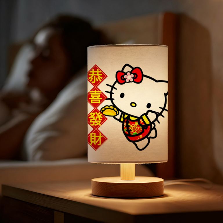Sanrio USB-powered linen lamp with a creative design, featuring Sanrio patterns
