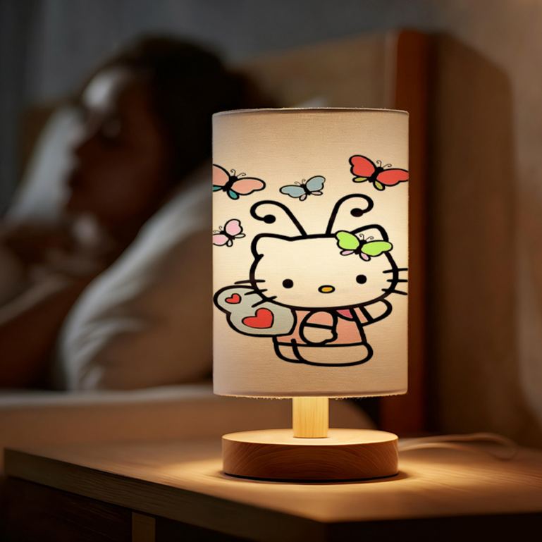 Sanrio USB-powered linen lamp with a creative design, featuring Sanrio patterns decoration