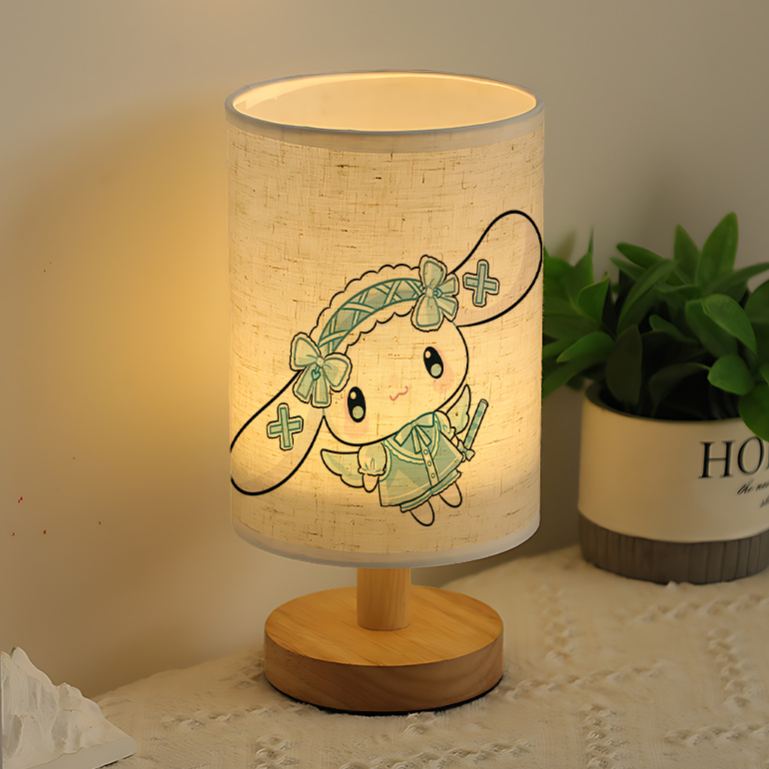 USB-powered Sanrio linen table lamp featuring creative Sanrio patterns